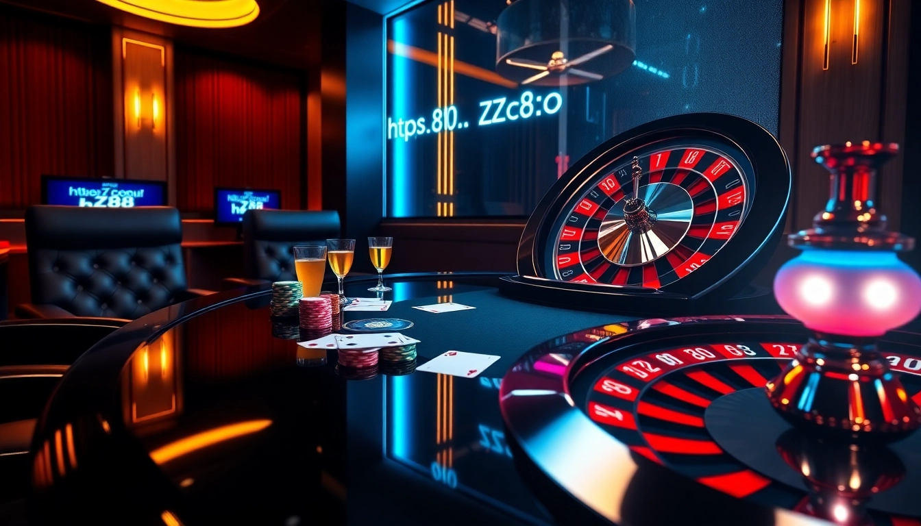 Players placing strategic bets with poker chips and cards at https://hz88.forum/ casino table