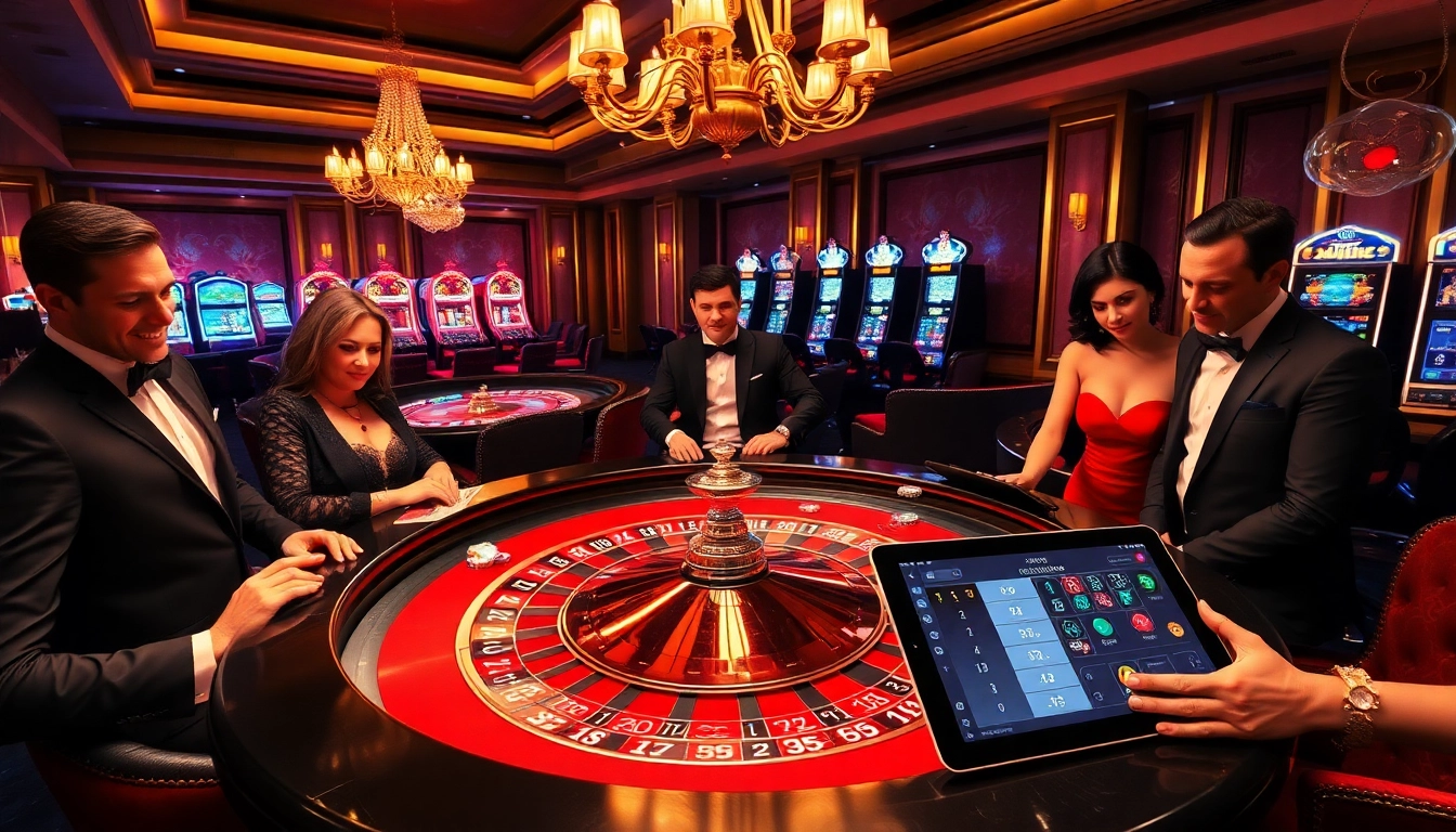 Players engaged in an exciting game at the 13win online casino, showcasing tension and luxury.
